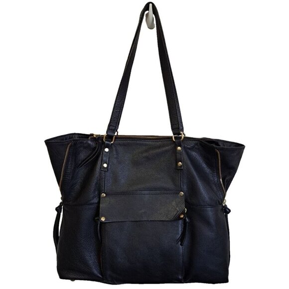 Kooba Shoulder Strap Black Pebbled Leather Everette Handbag 16"x14" - Picture 2 of 16